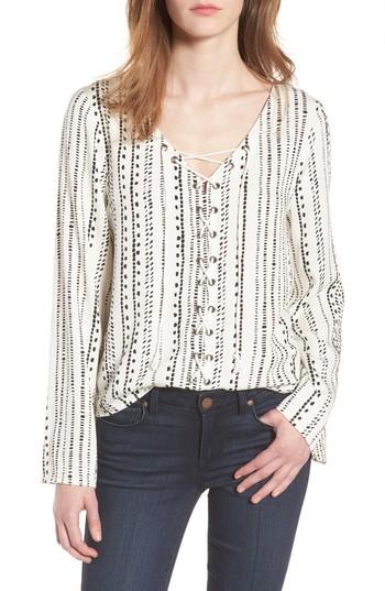 Women's Cupcakes And Cashmere Alexis Lace-up Top - Ivory