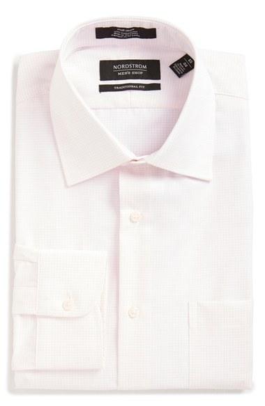 Men's Nordstrom Men's Shop Traditional Fit Non-iron Check Dress Shirt 32 - Pink