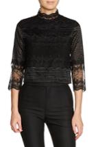 Women's Maje Lace & Embroidery Top - Black