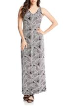Women's Karen Kane Leaf Print Maxi Dress - Black
