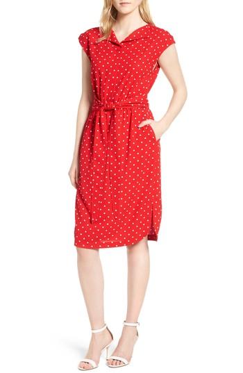 Women's Anne Klein Polka Dot Shirtdress - Red
