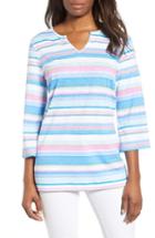 Women's Tommy Bahama Festival Stripe Bell Sleeve Pima Cotton Top - Blue