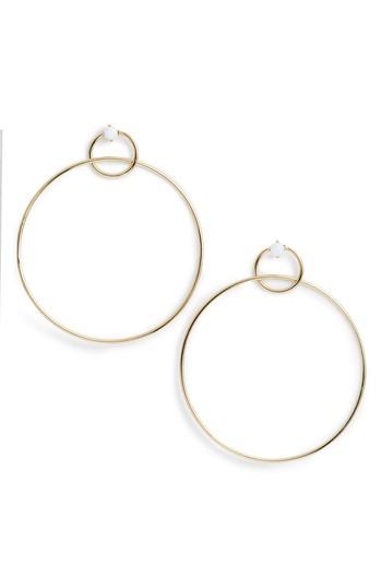 Women's Argento Vivo Pearl Accent Double Hoop Drop Earrings