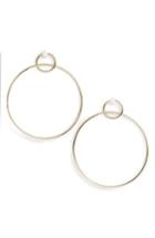 Women's Argento Vivo Pearl Accent Double Hoop Drop Earrings