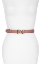 Women's Dolce & Gabbana Metal Logo Buckle Leather Belt - Rosa/ Oro
