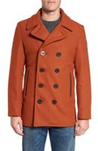 Men's Schott Nyc Embellished Slim Wool Blend Peacoat, Size - Orange