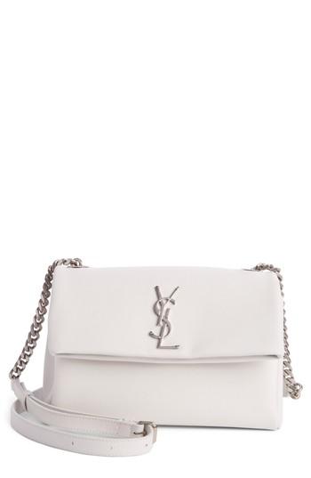 Saint Laurent West Hollywood Calfskin Leather Messenger Bag - White