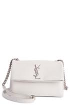 Saint Laurent West Hollywood Calfskin Leather Messenger Bag - White
