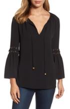 Women's Michael Michael Kors Lace-up Sleeve Top - Black
