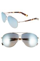 Women's Tom Ford 'eva' 61mm Aviator Sunglasses - Rose Gold/ Blue Sky Mirror