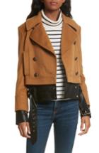 Women's Veronica Beard Yara Leather Hem Peacoat - Brown