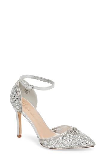 Women's Lauren Lorraine Rose Crystal Embellished D'orsay Pump .5 M - Metallic