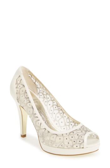 Women's Adrianna Papell 'foxy' Crystal Embellished Peeptoe Pump M - Ivory