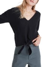 Women's Madewell Texture & Thread Tie Front Top - Black