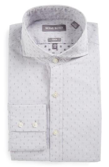 Men's Michael Bastian Trim Fit Graphic Dobby Dress Shirt R - Grey