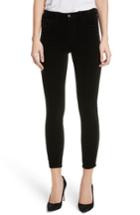 Women's L'agence Margot Tuxedo Stripe Velvet Crop Skinny Jeans - Black