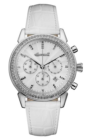 Women's Ingersoll Crystal Accent Chronograph Leather Strap Watch, 35mm