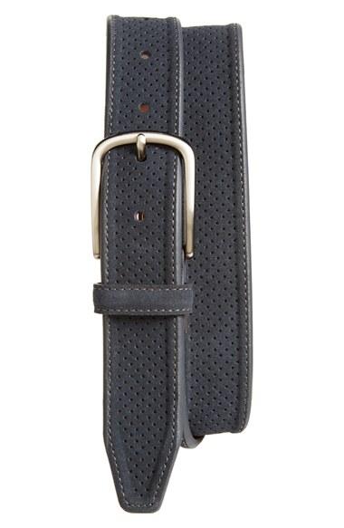 Men's Johnston & Murphy Perforated Suede Belt - Navy
