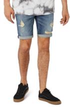 Men's Topman Yosemite Rip Skinny Denim Shorts - Blue