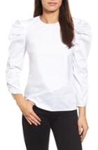 Women's Halogen Ruched Sleeve Poplin Top - White