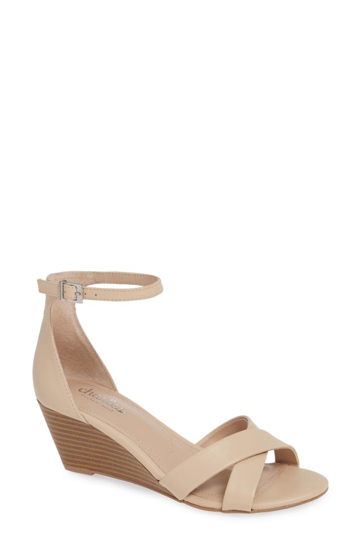 Women's Charles By Charles David Griffin Ankle Strap Wedge .5 M - Beige