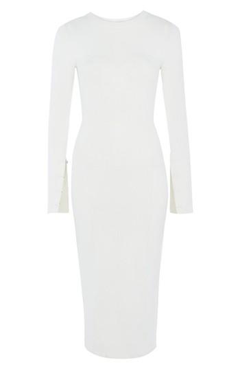 Women's Topshop Unique Hook Sleeve Pointelle Midi Dress - Ivory
