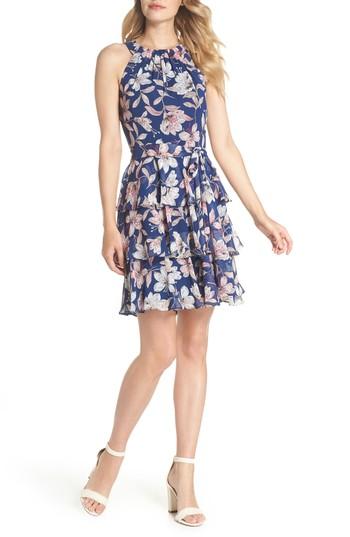 Women's Eliza J Tiered Chiffon Dress - Blue