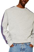 Men's Topman Tape Crewneck Sweatshirt, Size - Grey