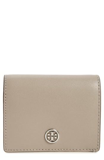 Women's Tory Burch Parker Foldable Mini Leather Wallet - Grey