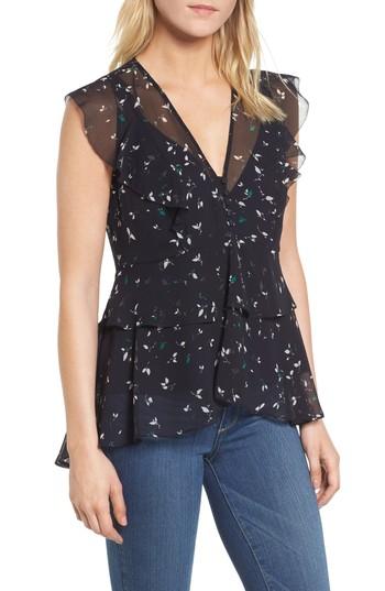 Women's Chelsea28 High/low Chiffon Top, Size - Blue