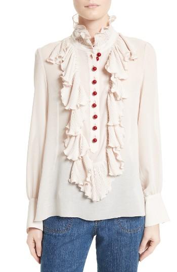 Women's See By Chloe Ruffle Front Blouse Us / 36 Fr - Pink