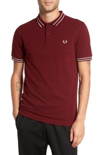 Men's Fred Perry Tramline Tipped Polo - Red