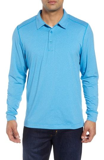 Men's Cutter & Buck Matthew Drytec Long Sleeve Polo - Blue