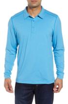 Men's Cutter & Buck Matthew Drytec Long Sleeve Polo - Blue