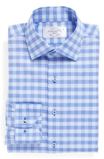 Men's Lorenzo Uomo Trim Fit Check Dress Shirt .5 - 34/35 - Blue