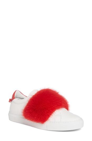 Women's Givenchy Urban Street Slip-on Sneaker With Genuine Mink Fur Trim - White