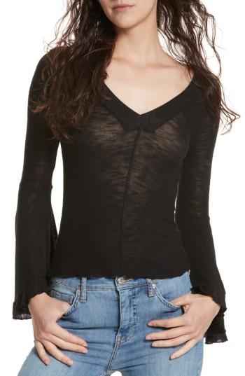 Women's Free People Soo Dramatic Bell Sleeve Top - Black