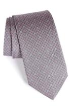 Men's Salvatore Ferragamo Geometric Print Silk Tie, Size - Grey