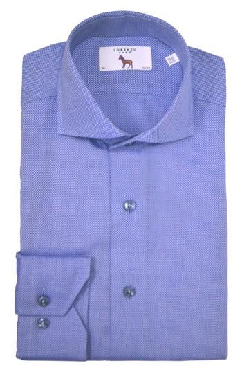 Men's Lorenzo Uomo Trim Fit Textured Dress Shirt .5 - 36 - Blue