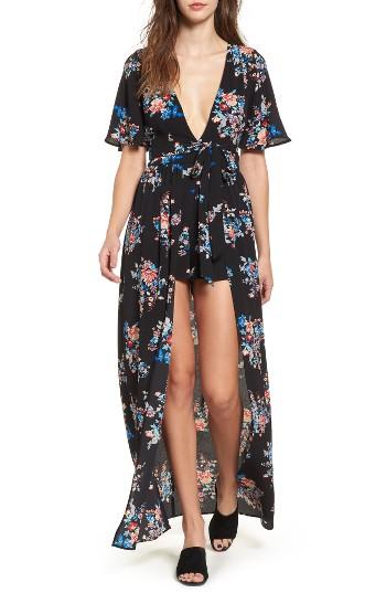 Women's Socialite Stripe Maxi Romper - Black
