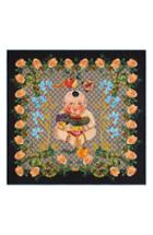 Women's Gucci Gg Baby & Flowers Print Silk Twill Scarf