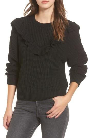 Women's Blanknyc Ruffle Yoke Sweater - Black