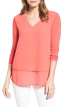 Women's Michael Michael Kors Mixed Media Top - Coral