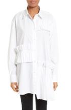 Women's Mcq Alexander Mcqueen Ruffle Tunic Shirt Us / 34 It - White