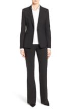 Petite Women's Boss Tulea Side Zip Tropical Stretch Wool Trousers P - Black