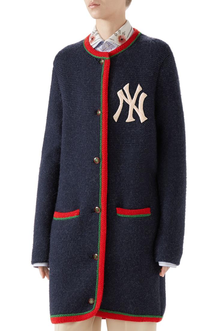 Women's Gucci Ny Patch Wool & Alpaca Cardigan