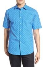 Men's Bugatchi Classic Fit Circle Grid Sport Shirt - Blue