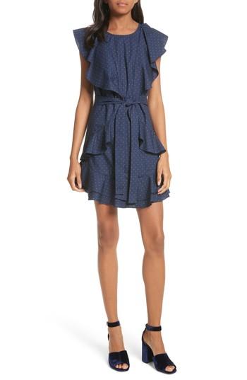 Women's Joie Malachy Ruffle Dot Cotton Dress - Blue