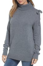 Women's Halogen Tie Shoulder Turtleneck, Size - Grey