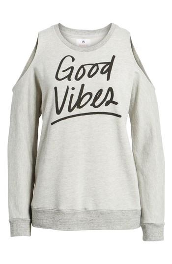 Women's Sundry Good Vibes Cold Shoulder Sweatshirt